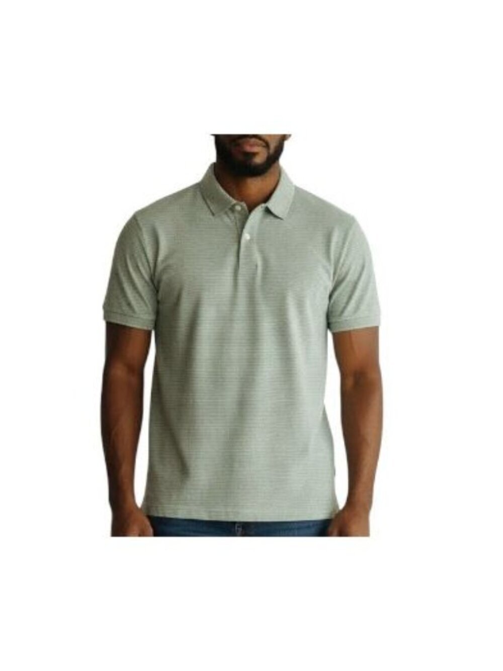 Faherty Sunwashed T-Shirt Polo Medium Green Sage Shores Stripes Organic Cotton